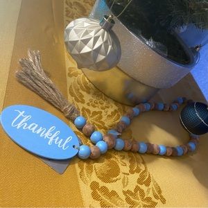 Rustic Farmhouse Boho Wood Beaded Loop Garland Tassel Home Wall Tray Shelf Decor